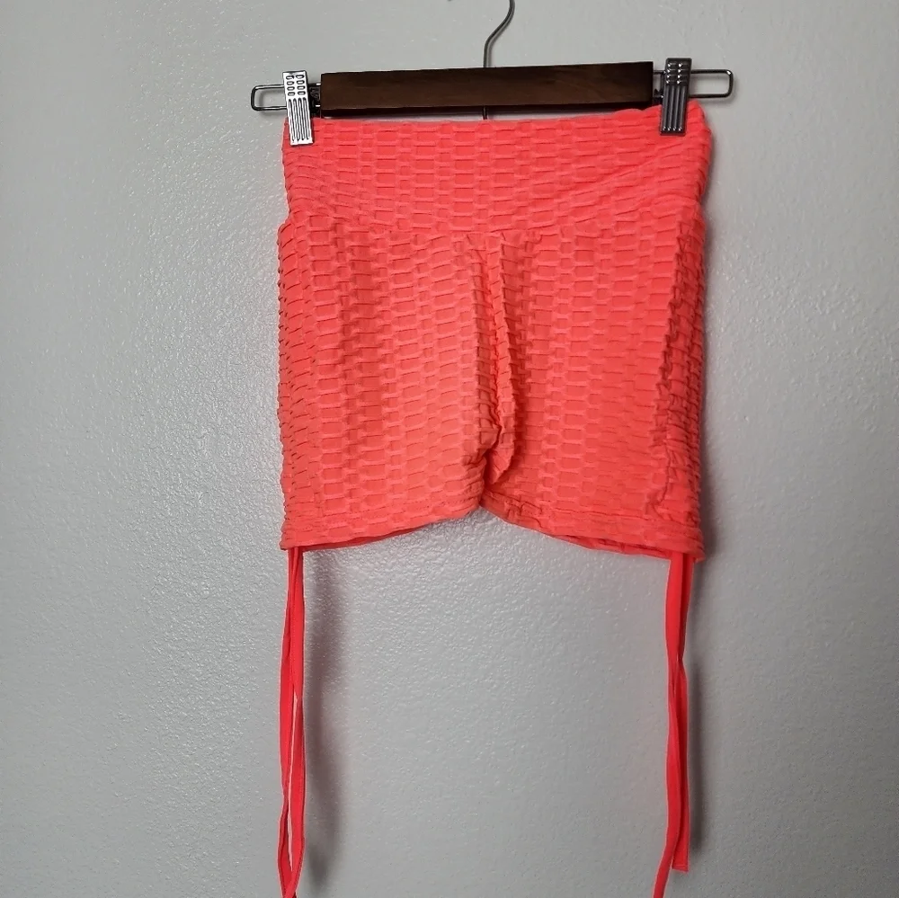 ZLYJ Sports Yoga Orange  Jacquard Shorts Women's  Size S NWOT